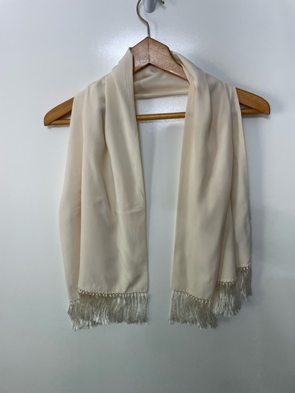 Men’s Ivory Silk Scarf with Fringe